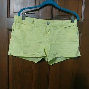 Yellow denim shorts